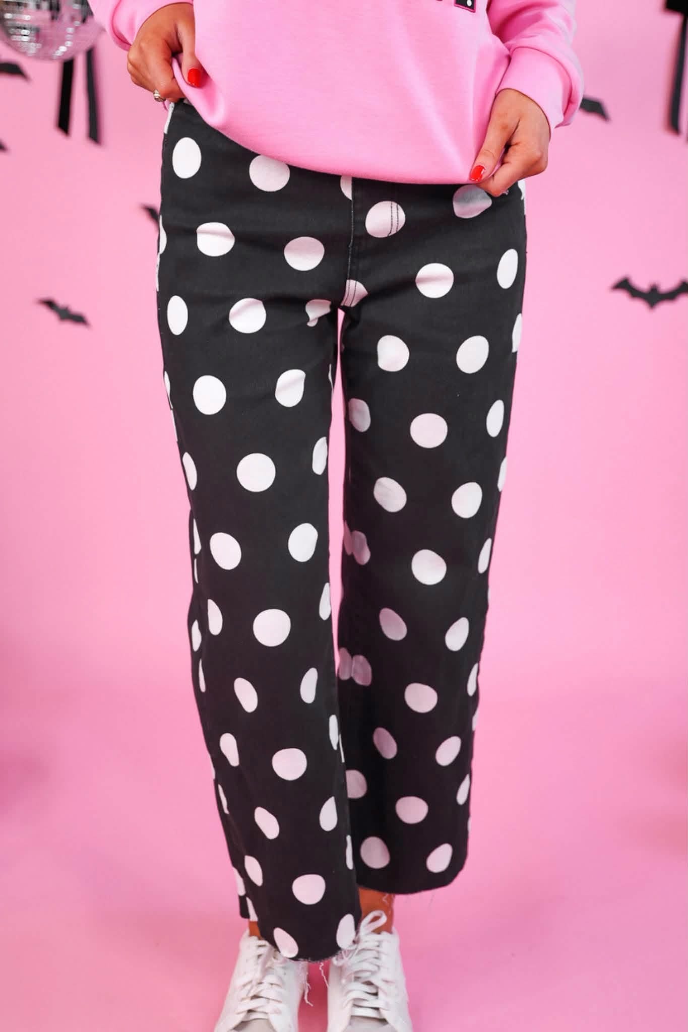PREORDER: Just Vibing Pants: After Dark Polka Dot-Presales-Dear Me Southern Boutique, located in DeRidder, Louisiana