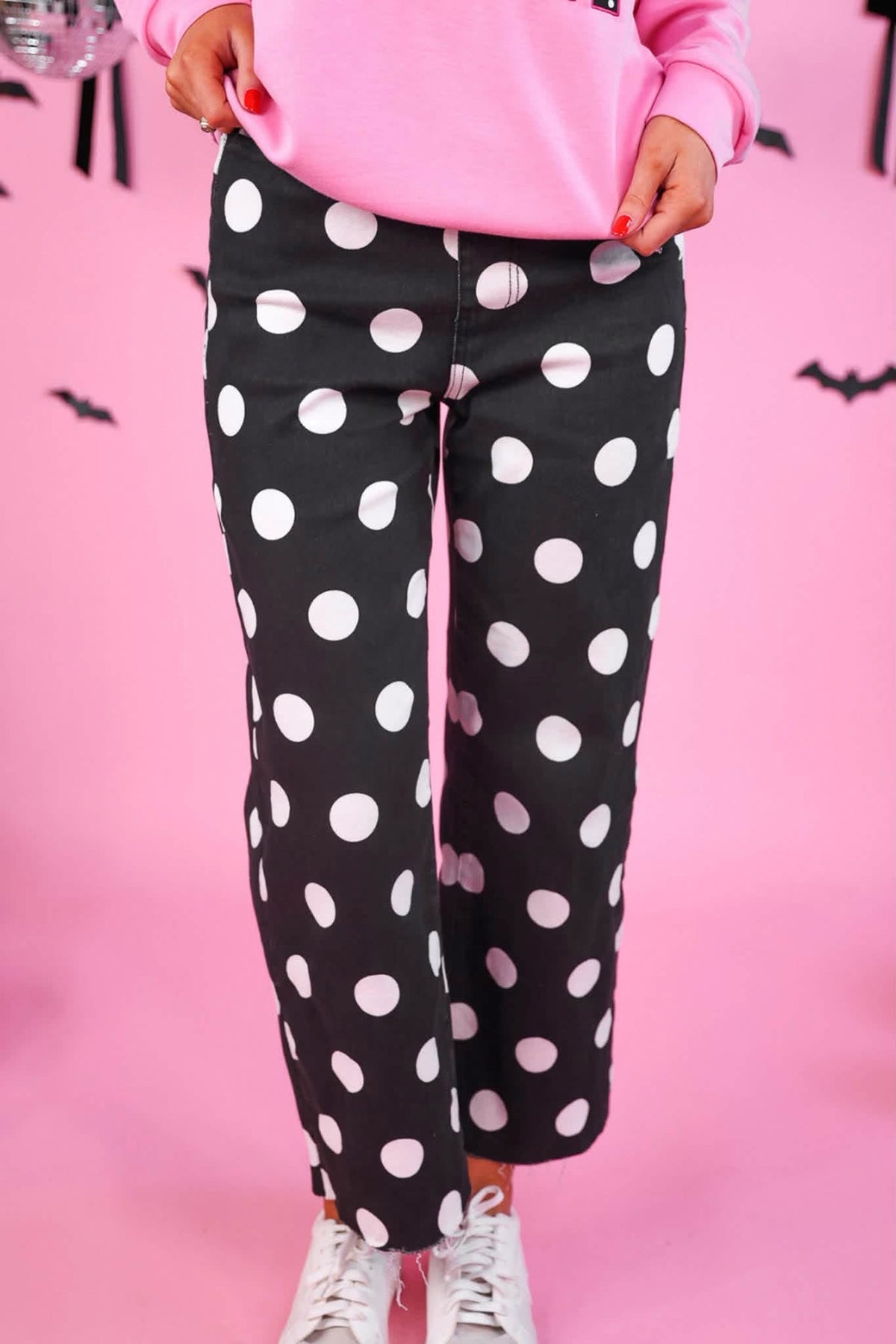 PREORDER: Just Vibing Pants: After Dark Polka Dot-Presales-Dear Me Southern Boutique, located in DeRidder, Louisiana