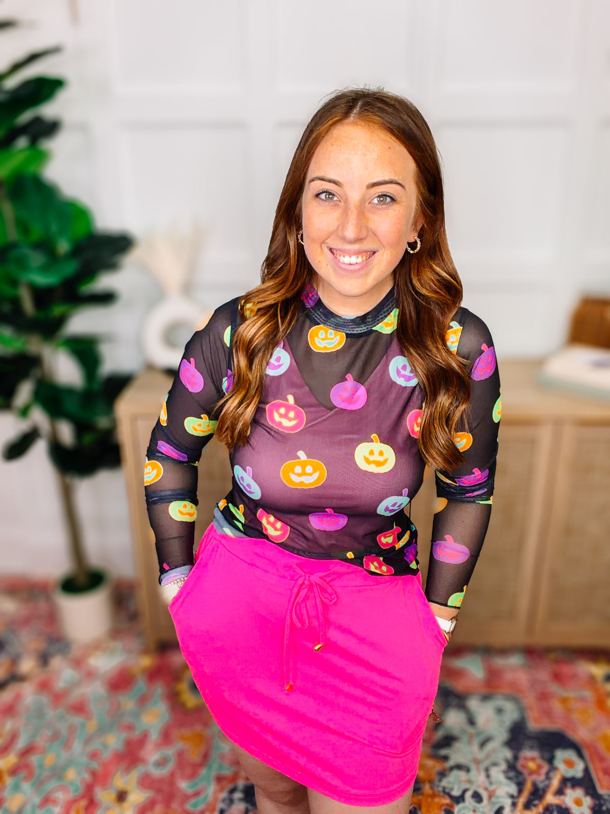 PREORDER: Kate Mesh Top - Pumpkin Pop-Presales-Dear Me Southern Boutique, located in DeRidder, Louisiana