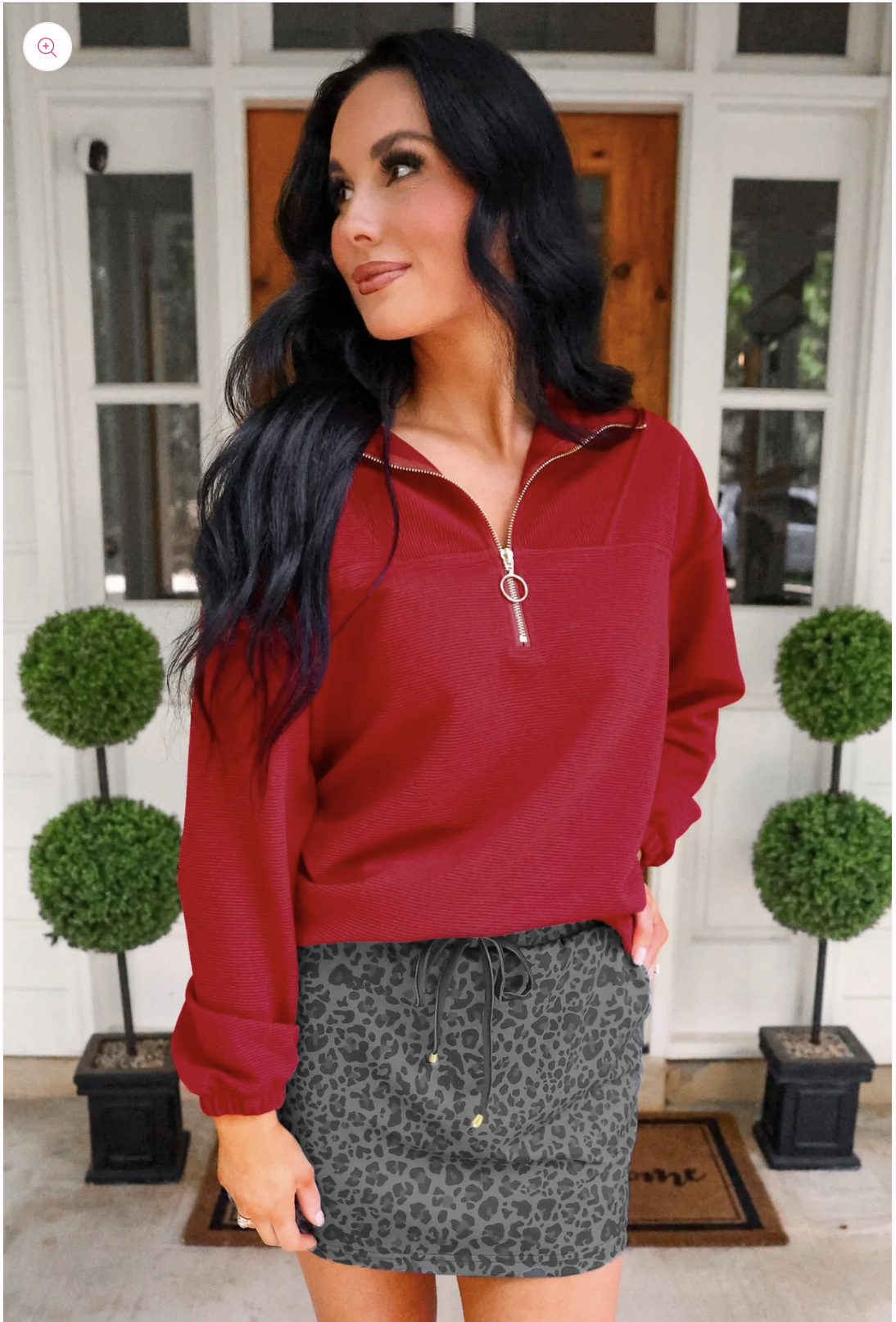 PREORDER: Levi Ribbed Quarter Zip Pullover-Red-Sweatshirt-Dear Me Southern Boutique, located in DeRidder, Louisiana