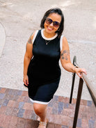 PREORDER: Lucy Scuba Tank Dress - Black and White-Dresses-Dear Me Southern Boutique, located in DeRidder, Louisiana