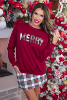 PREORDER- Merry Plaid Patch Luxe Pullover-pullover-Dear Me Southern Boutique, located in DeRidder, Louisiana