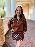 PREORDER-Mia Printed Pullover-Chocolate Polka Dot-Pullover-Dear Me Southern Boutique, located in DeRidder, Louisiana