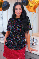 PREORDER- Multi Color Velvet Sequin Tee-Presales-Dear Me Southern Boutique, located in DeRidder, Louisiana