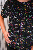 PREORDER- Multi Color Velvet Sequin Tee-Presales-Dear Me Southern Boutique, located in DeRidder, Louisiana