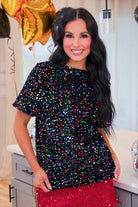 PREORDER- Multi Color Velvet Sequin Tee-Presales-Dear Me Southern Boutique, located in DeRidder, Louisiana