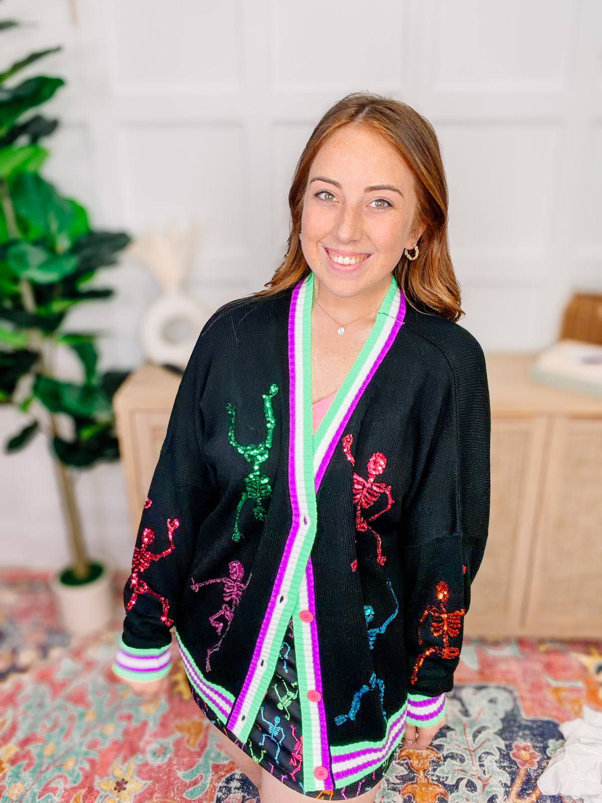 PREORDER: Party Skeletons Cardigan-Presales-Dear Me Southern Boutique, located in DeRidder, Louisiana