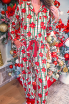 PREORDER- Plaid Poinsettia Ruffle Pajama Set-Pajama-Dear Me Southern Boutique, located in DeRidder, Louisiana