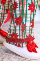 PREORDER- Plaid Poinsettia Ruffle Pajama Set-Pajama-Dear Me Southern Boutique, located in DeRidder, Louisiana