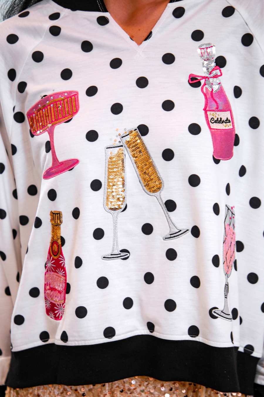 PREORDER- Polka Dot Cheers Terry Pullover-Presales-Dear Me Southern Boutique, located in DeRidder, Louisiana