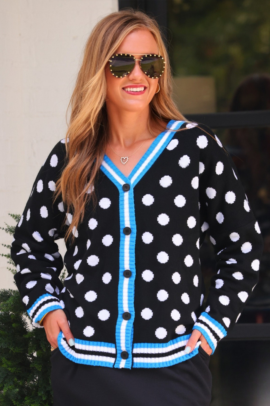 PREORDER- Polka Dot Knit Cardigan-Cardigan-Dear Me Southern Boutique, located in DeRidder, Louisiana