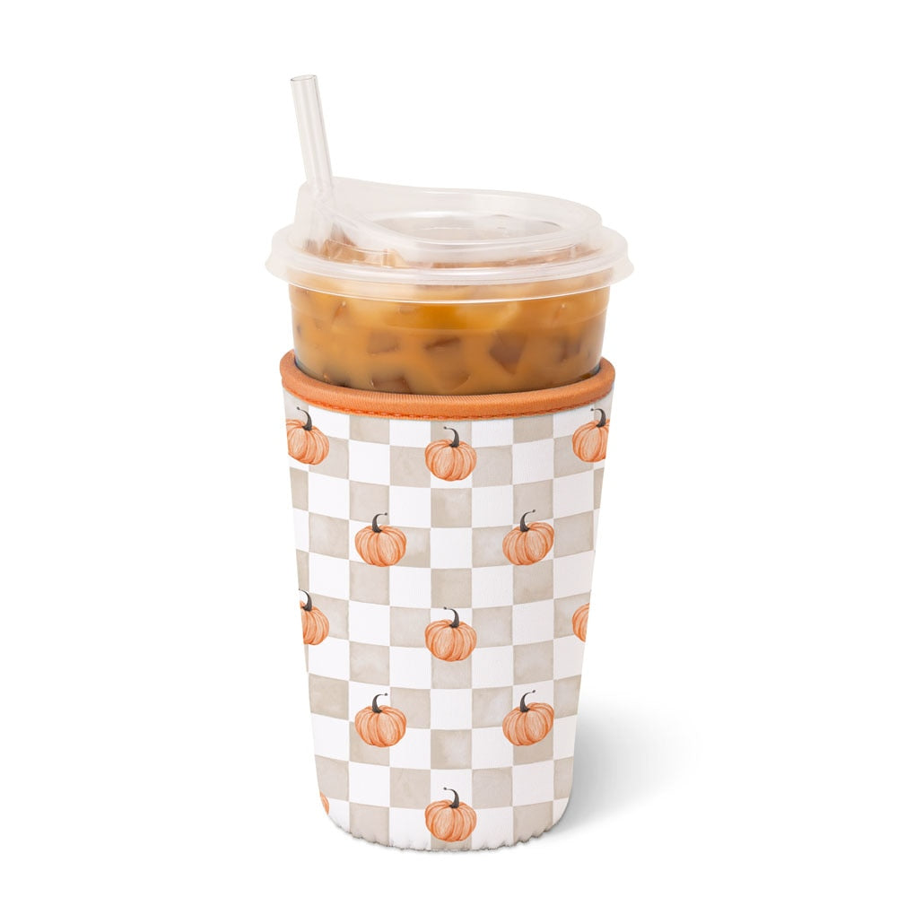 PREORDER-Pumpkin Check Iced Cup Coolie-Drink Coolies-Dear Me Southern Boutique, located in DeRidder, Louisiana