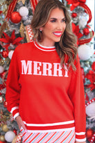 PREORDER- Red Merry Jacquard Knit Sweater-Sweater-Dear Me Southern Boutique, located in DeRidder, Louisiana