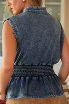 PREORDER- Refined Denim Peplum Top- Light Wash-Presales-Dear Me Southern Boutique, located in DeRidder, Louisiana