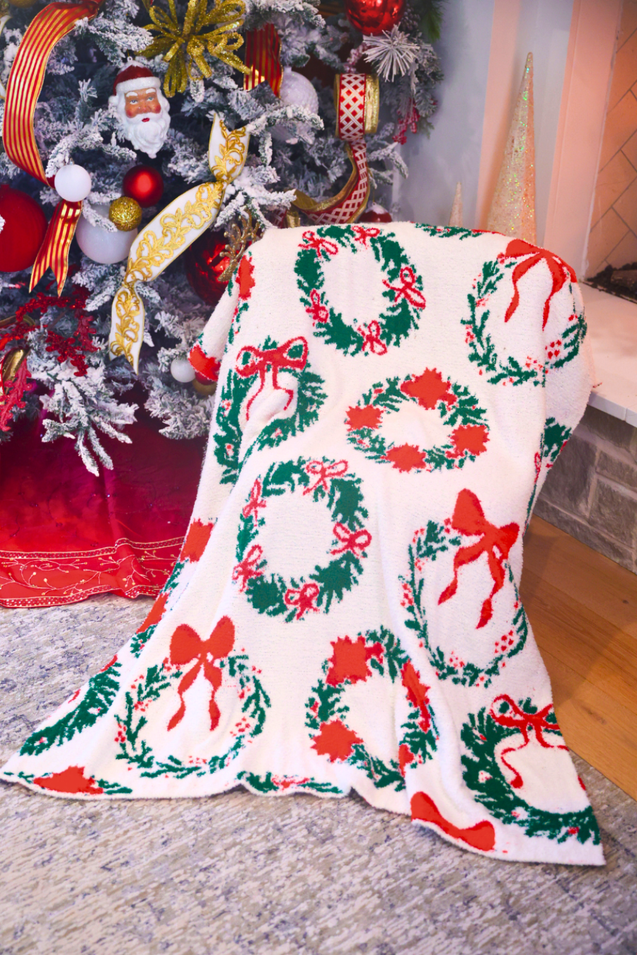 PREORDER- Ribbon Wreath Blanket-Blanket-Dear Me Southern Boutique, located in DeRidder, Louisiana