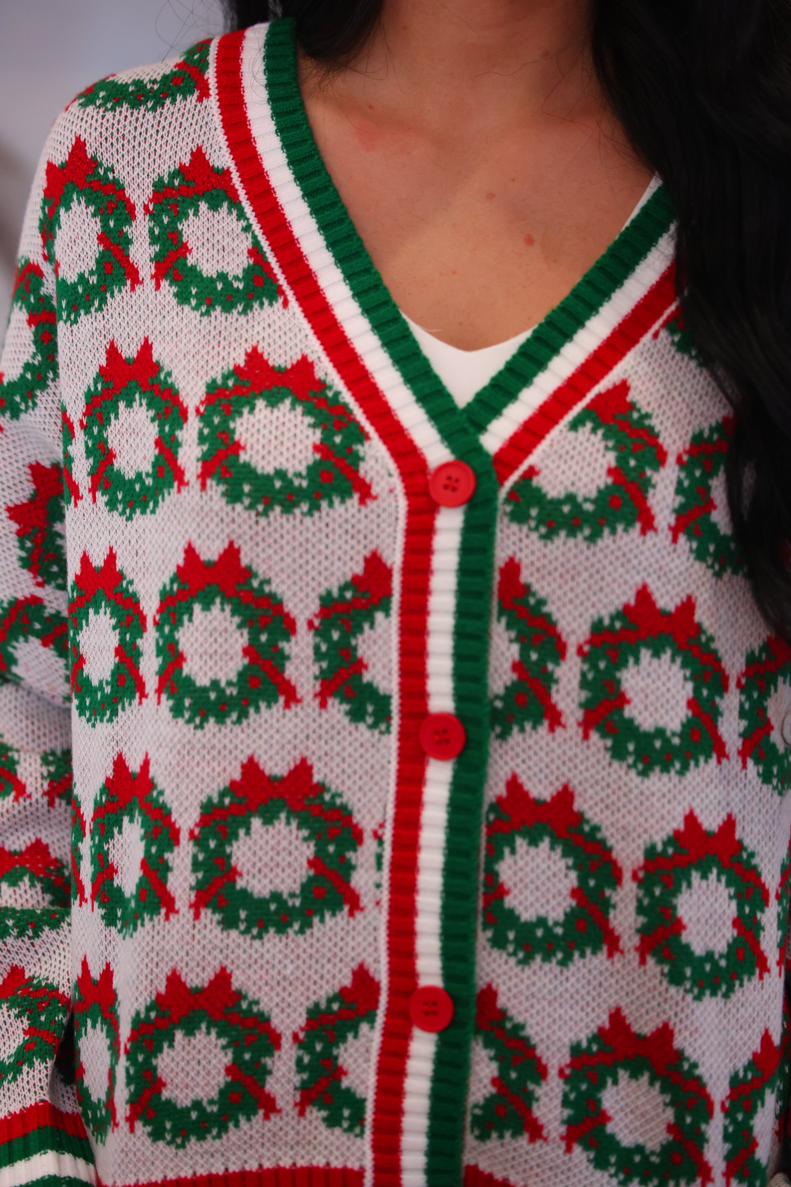 PREORDER- Ribbon Wreath Knit Cardigan-Cardigan-Dear Me Southern Boutique, located in DeRidder, Louisiana