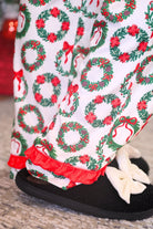PREORDER- Ribbon Wreath Ruffle Pajama Set-Pajama-Dear Me Southern Boutique, located in DeRidder, Louisiana