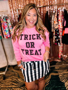 PREORDER: Trick or Treat Polka Dot Patch Pullover-Presales-Dear Me Southern Boutique, located in DeRidder, Louisiana