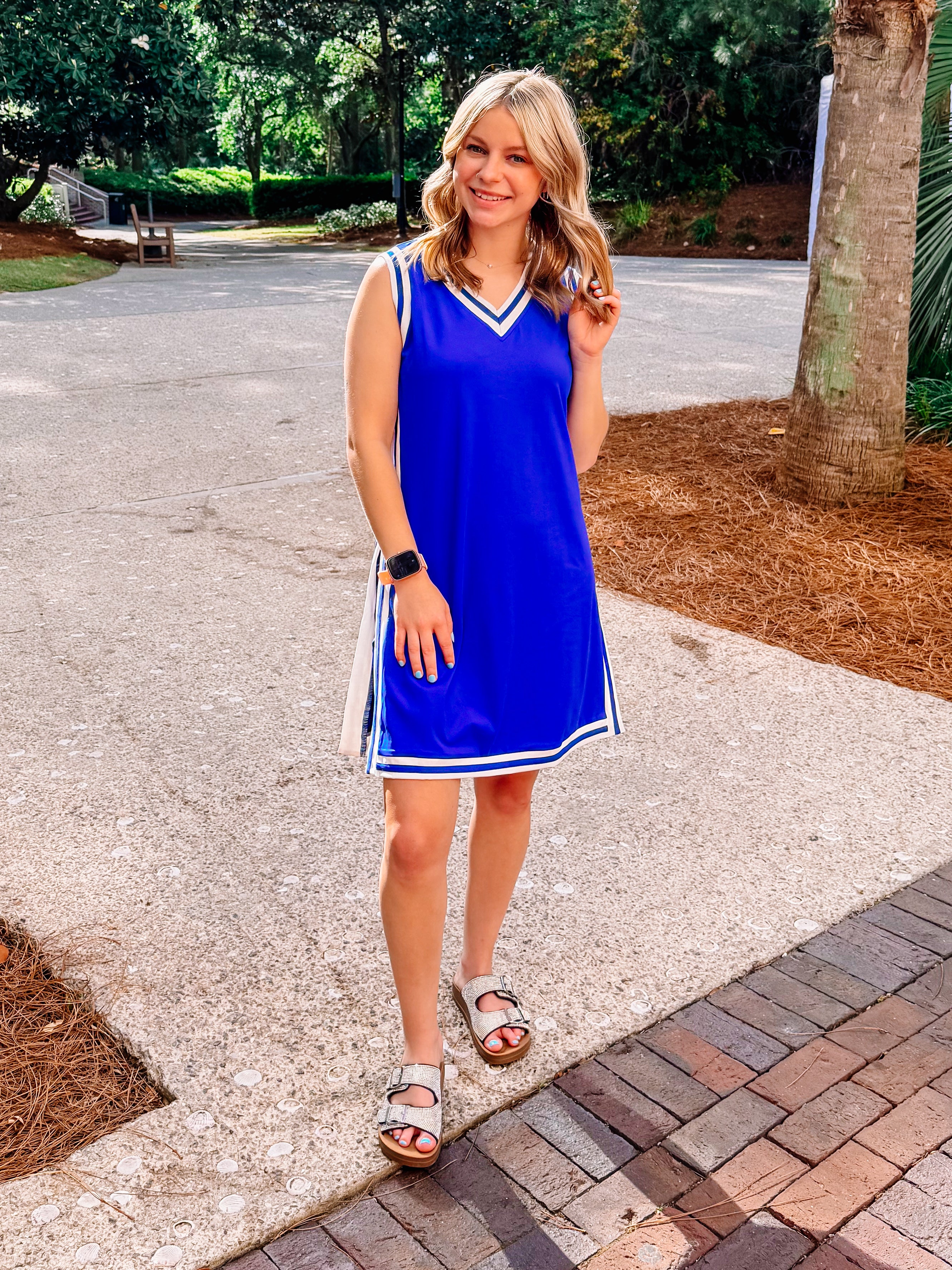 PREORDER: Sideline Tunic Biker Set- Blue-Dear Me Southern Boutique, located in DeRidder, Louisiana