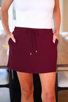 PREORDER- Well Loved Ribbed Skort- Burgundy-Presales-Dear Me Southern Boutique, located in DeRidder, Louisiana