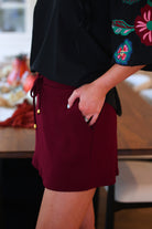 PREORDER- Well Loved Ribbed Skort- Burgundy-Skort-Dear Me Southern Boutique, located in DeRidder, Louisiana