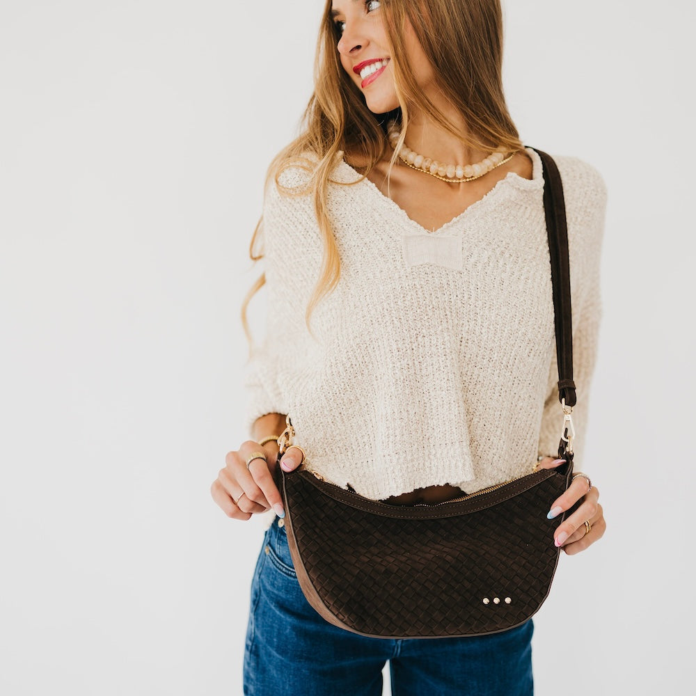 Paige Suede Woven Crossbody-Presales-Dear Me Southern Boutique, located in DeRidder, Louisiana