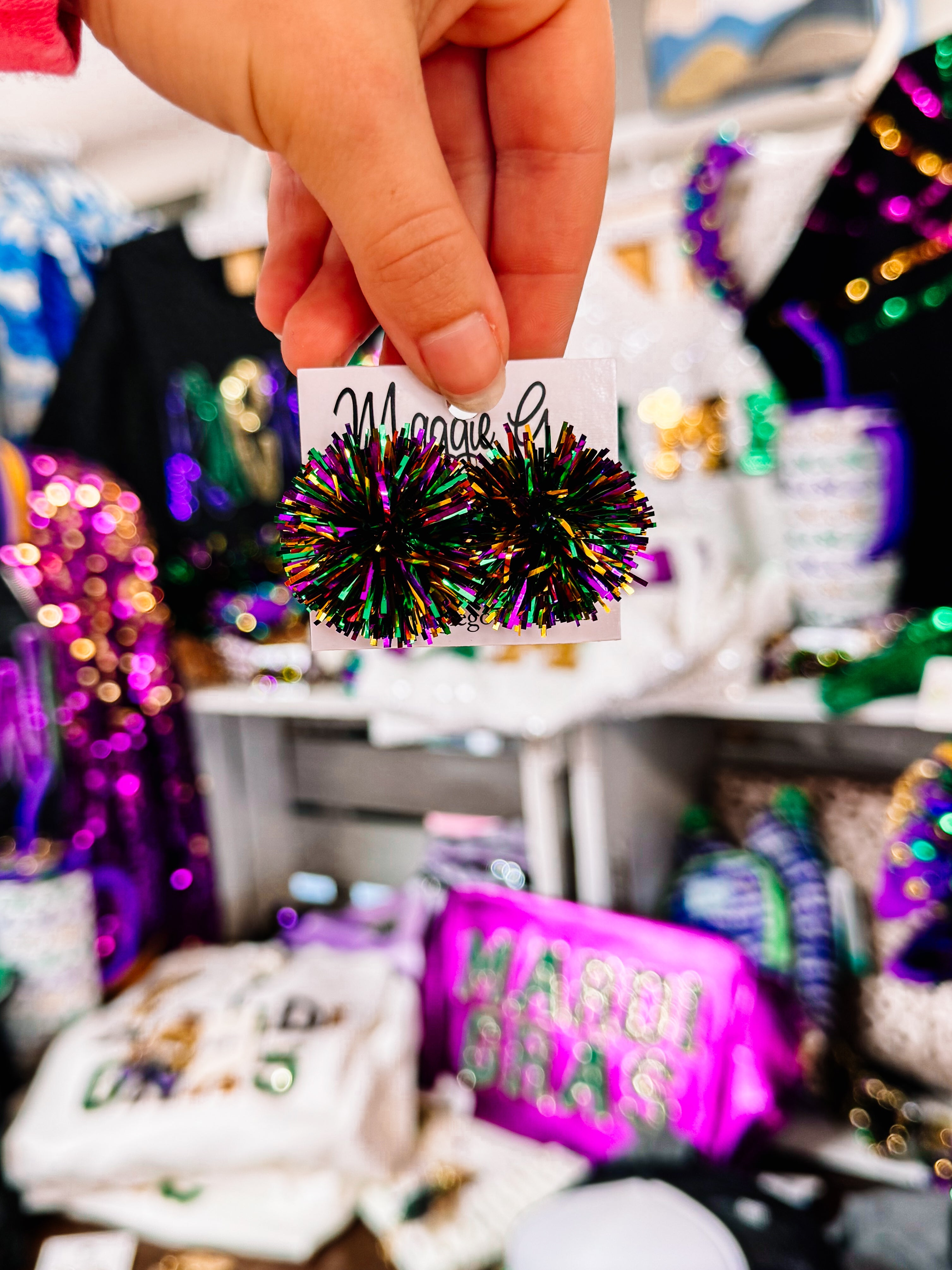 Parade PomPom Stud Earrings-Earrings-Dear Me Southern Boutique, located in DeRidder, Louisiana