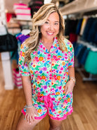 Paradise Blooms Ruffle Pajama Set-Presales-Dear Me Southern Boutique, located in DeRidder, Louisiana