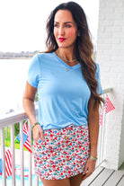 Patriotic Blooms Skort-Skort-Dear Me Southern Boutique, located in DeRidder, Louisiana