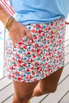 Patriotic Blooms Skort-Skort-Dear Me Southern Boutique, located in DeRidder, Louisiana