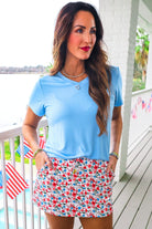 Patriotic Blooms Skort-Skort-Dear Me Southern Boutique, located in DeRidder, Louisiana