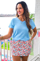 Patriotic Blooms Skort-Skort-Dear Me Southern Boutique, located in DeRidder, Louisiana