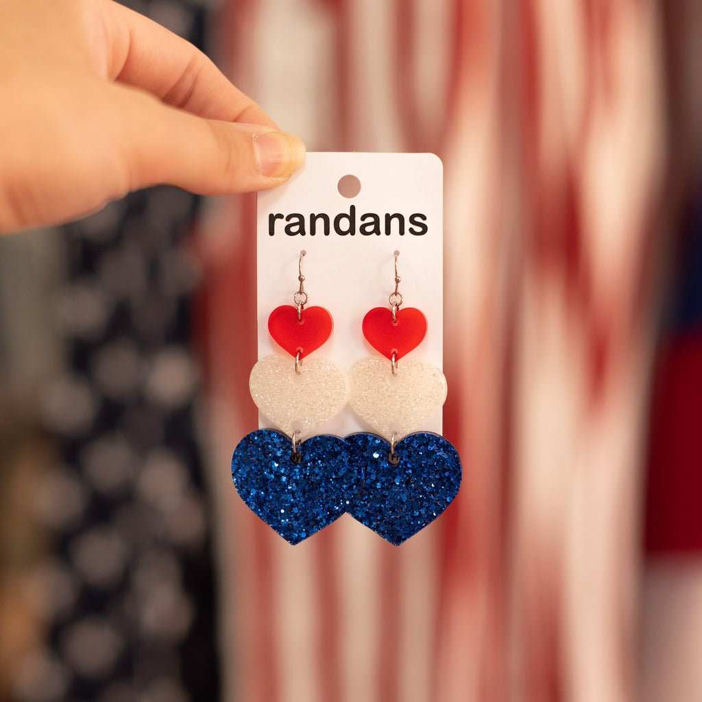 Patriotic Triple Stack Randans-Earrings-Dear Me Southern Boutique, located in DeRidder, Louisiana