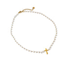 Pearl Cross Necklace-Dear Me Southern Boutique, located in DeRidder, Louisiana