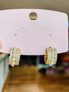 Pearly Glam Huggies-Jewelry - Earrings-Dear Me Southern Boutique, located in DeRidder, Louisiana