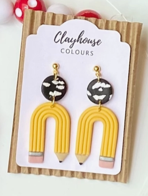 Pencil Arches Clay Earrings-Earrings-Dear Me Southern Boutique, located in DeRidder, Louisiana