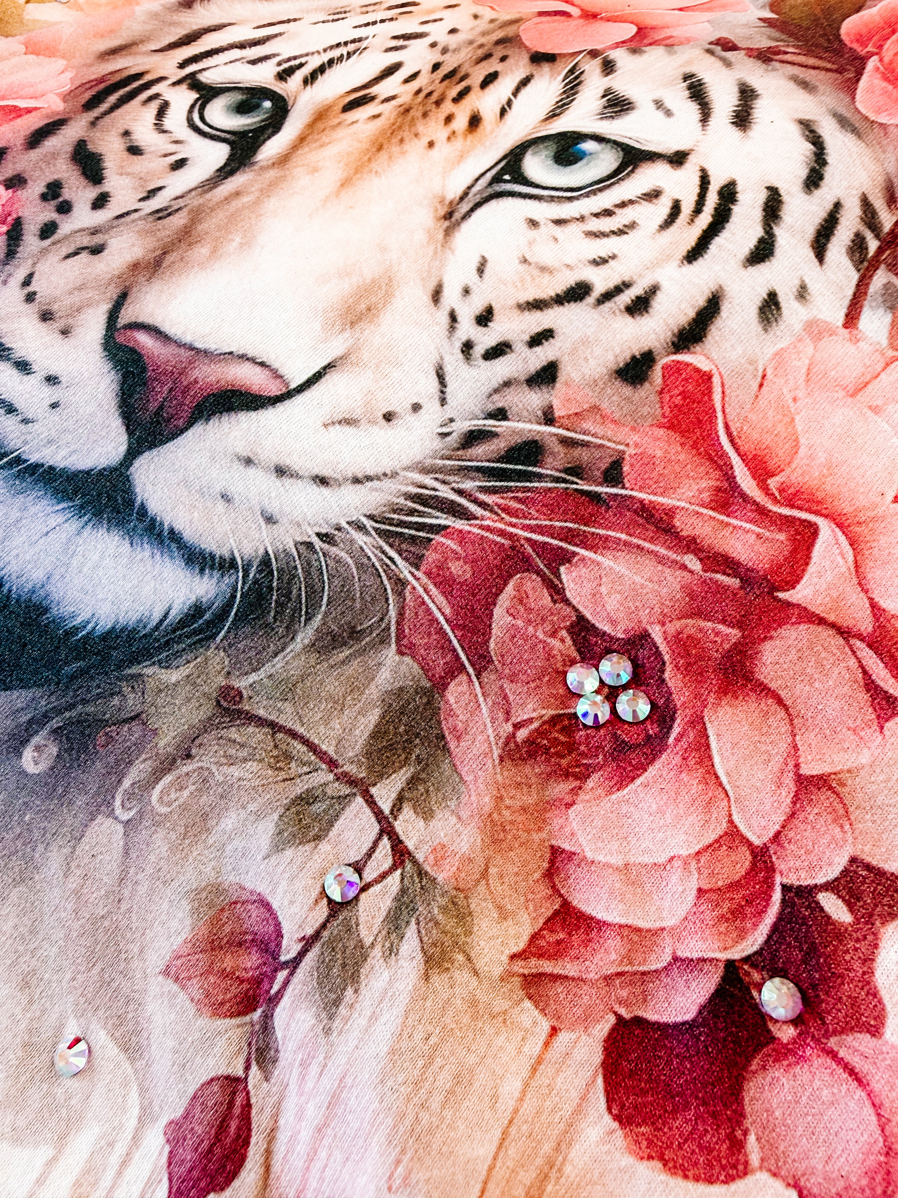 Petals & Power Leopard Bougie Rhinestone Tee-Tees-Dear Me Southern Boutique, located in DeRidder, Louisiana
