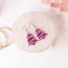 Pink Christmas Tree Dangle Earrings-Earrings-Dear Me Southern Boutique, located in DeRidder, Louisiana