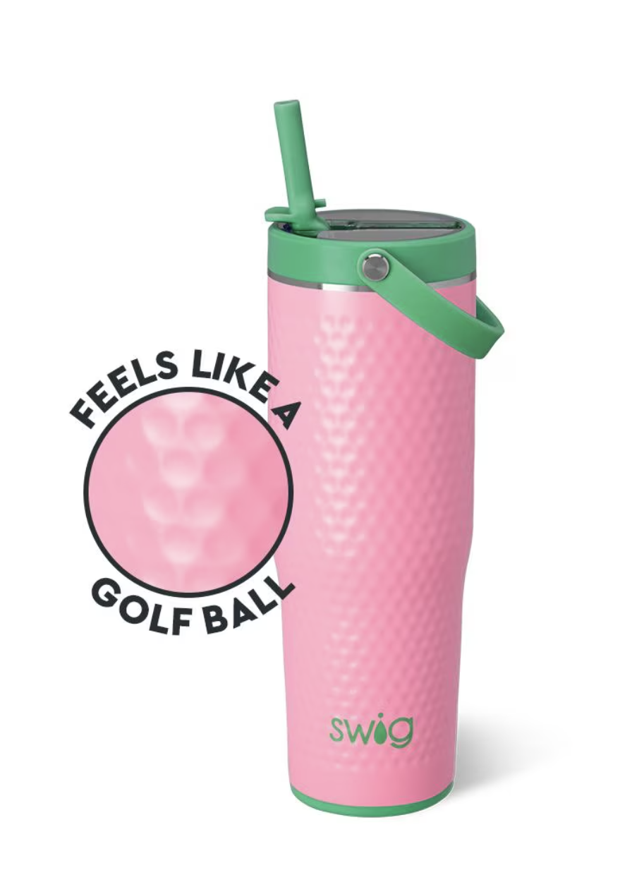 Pink Golf Ball Leakproof To-Go Tumbler 30oz-Wine + Cocktails-Dear Me Southern Boutique, located in DeRidder, Louisiana