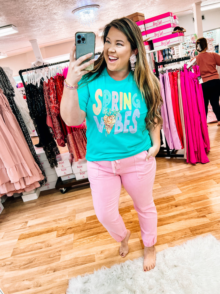 Pink Judy Blue Joggers-Dear Me Southern Boutique, located in DeRidder, Louisiana