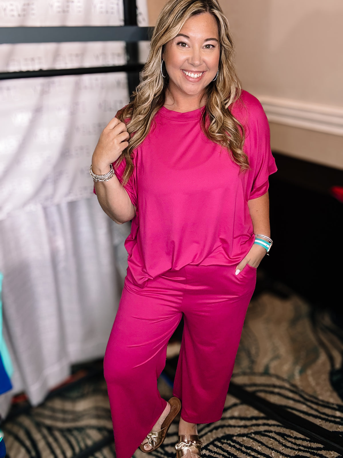 Pink Pant Lounge Set-Loungewear/Pajamas-Dear Me Southern Boutique, located in DeRidder, Louisiana