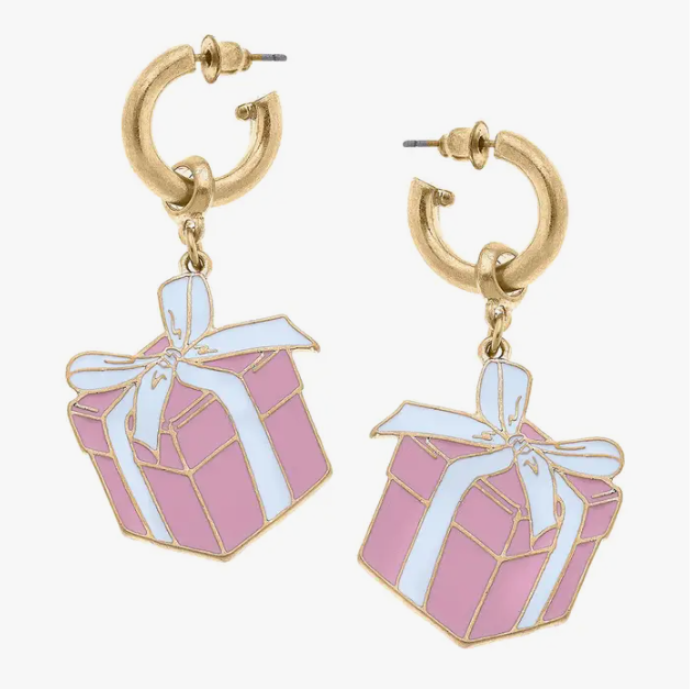 Pink Present Earrings-Dear Me Southern Boutique, located in DeRidder, Louisiana