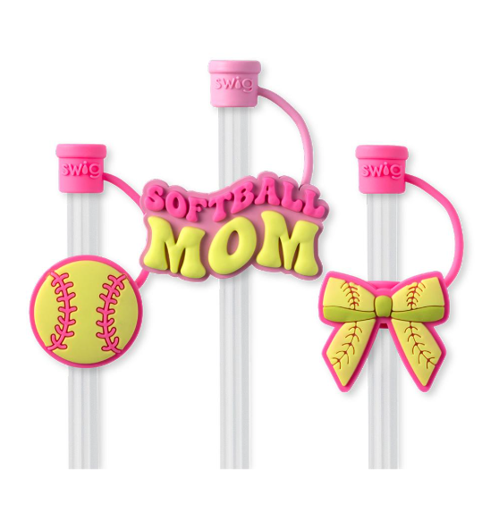 Pitch Hit Run Swig Straw Topper Set-Straw Toppers-Dear Me Southern Boutique, located in DeRidder, Louisiana