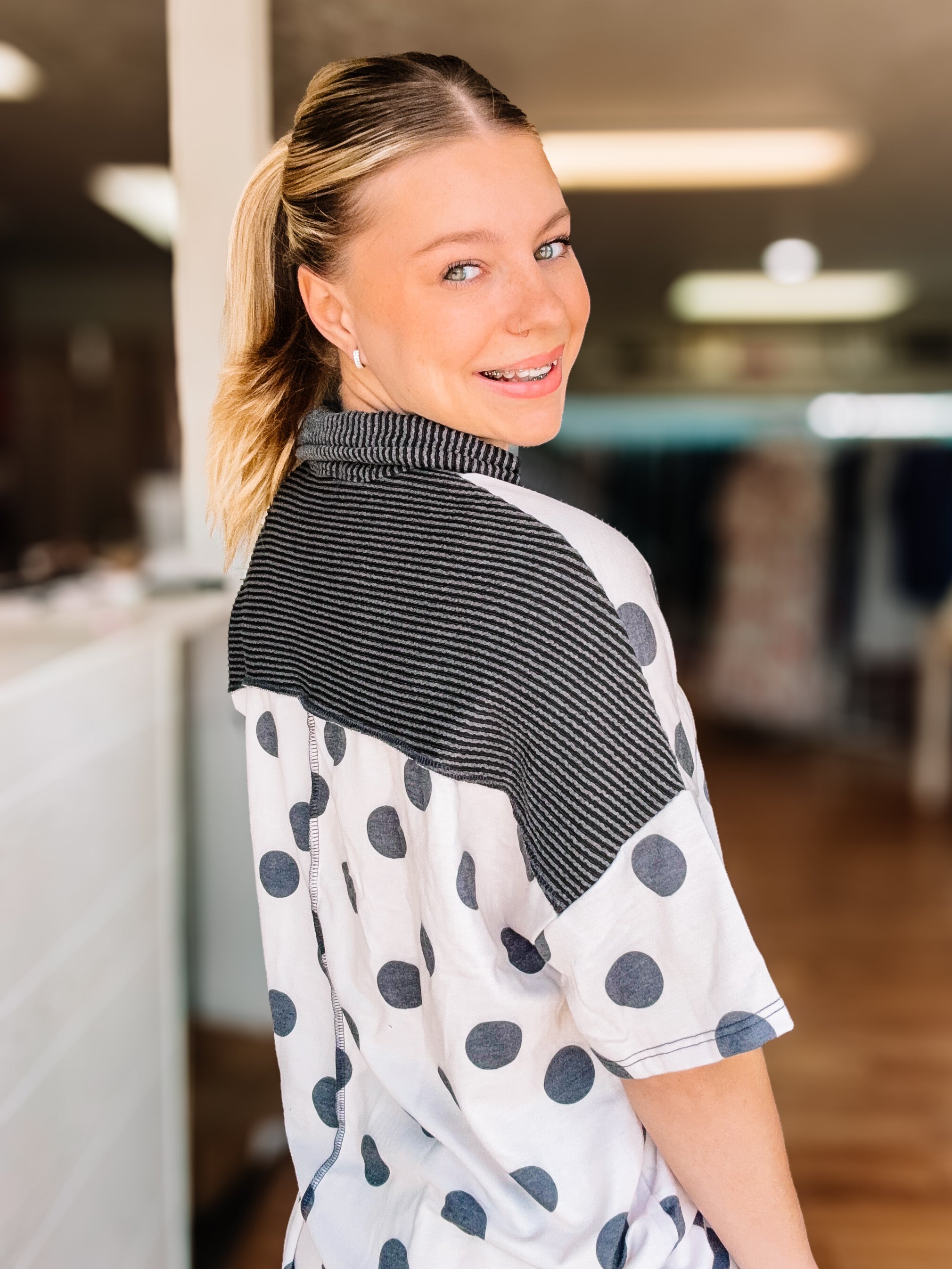 Polka Dot Color Block Lounge Set-Loungewear/Pajamas-Dear Me Southern Boutique, located in DeRidder, Louisiana