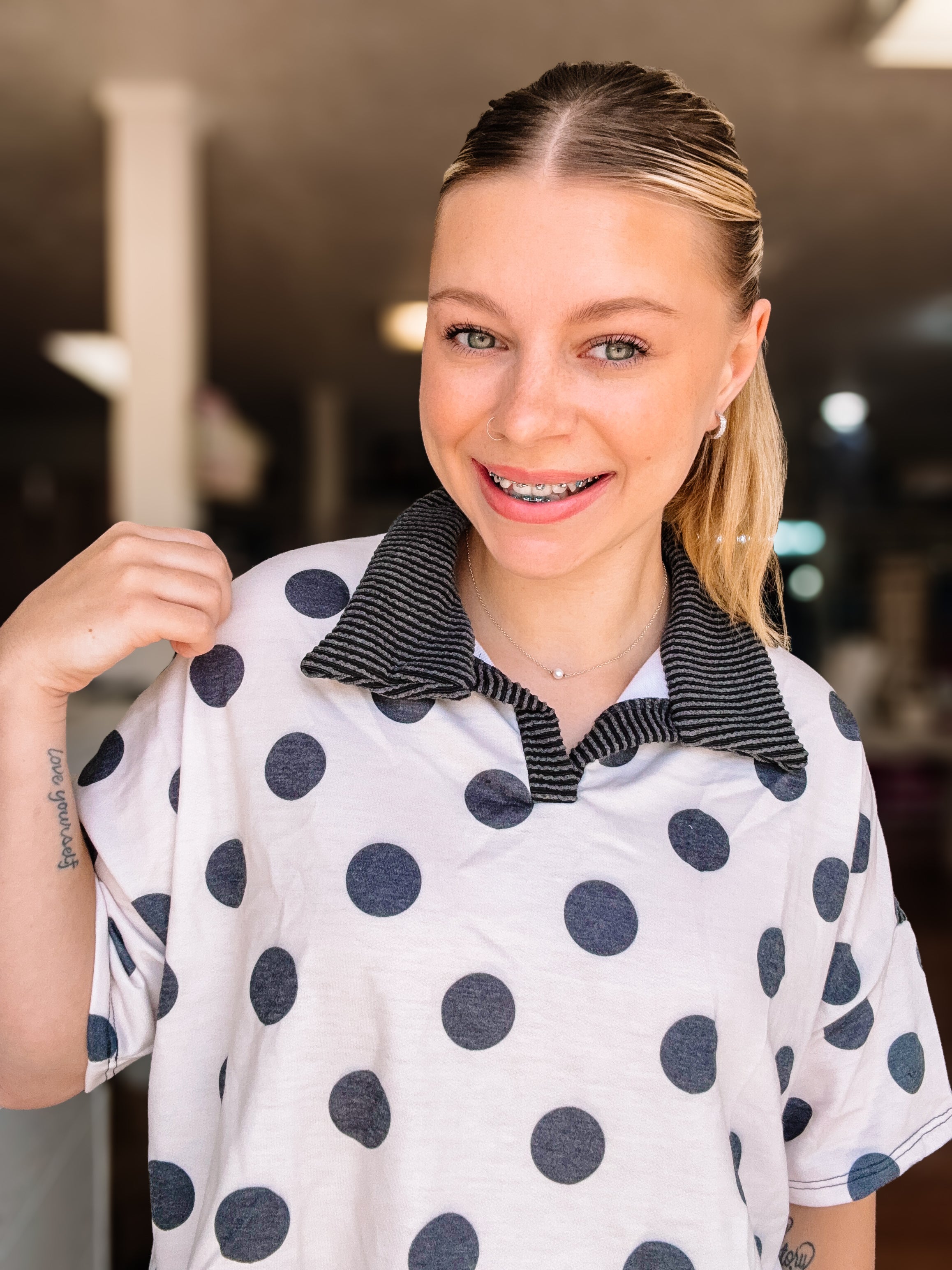 Polka Dot Color Block Lounge Set-Loungewear/Pajamas-Dear Me Southern Boutique, located in DeRidder, Louisiana