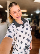 Polka Dot Color Block Lounge Set-Loungewear/Pajamas-Dear Me Southern Boutique, located in DeRidder, Louisiana