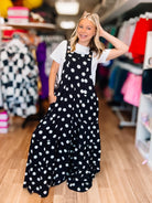 Polka Dot Tiered Wide Leg Overalls-Rompers/Sets-Dear Me Southern Boutique, located in DeRidder, Louisiana