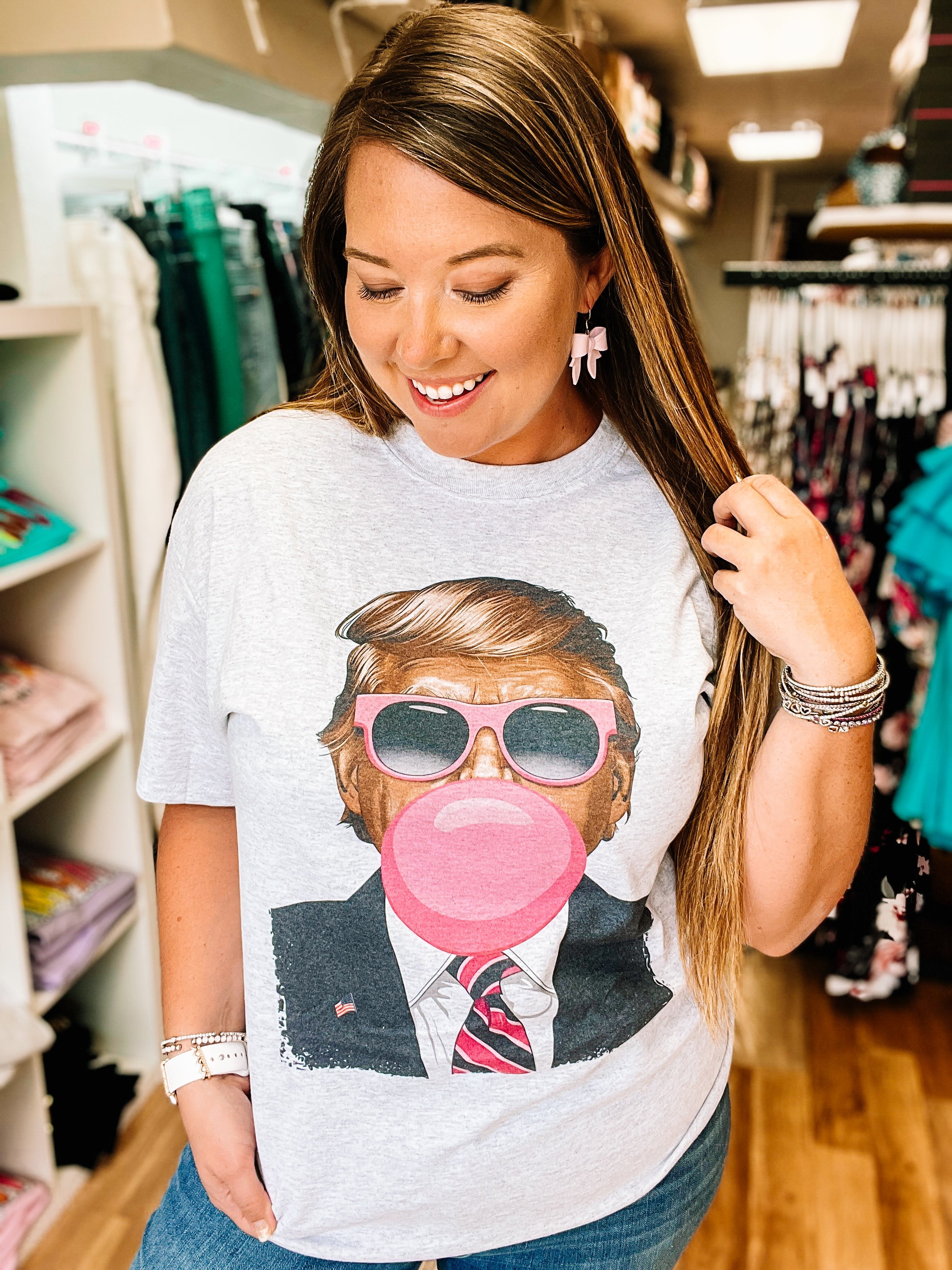 Presidential Bubblegum Tee-Graphic Tops-Dear Me Southern Boutique, located in DeRidder, Louisiana