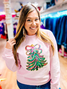 Pretty In Pinkmas Sweatshirt-Graphic Tops-Dear Me Southern Boutique, located in DeRidder, Louisiana
