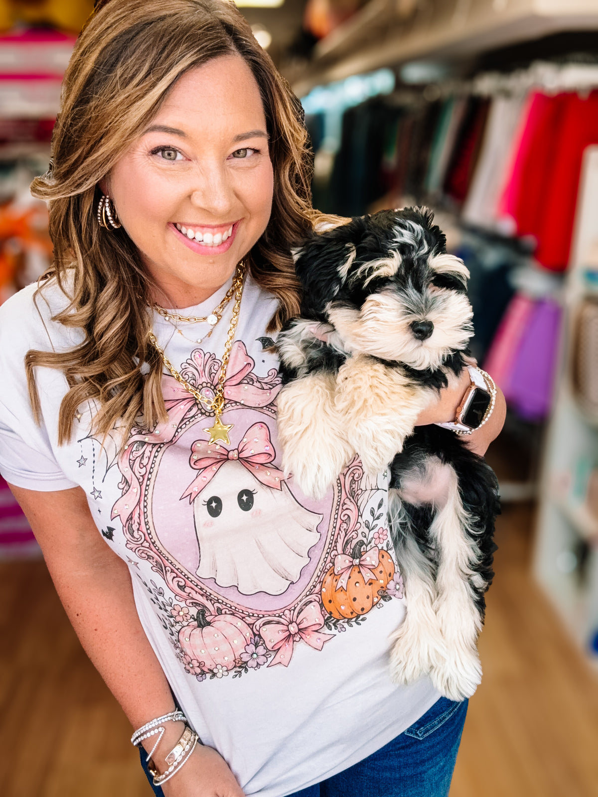 Pretty Little Boo Bougie Rhinestone Tee-Presales-Dear Me Southern Boutique, located in DeRidder, Louisiana
